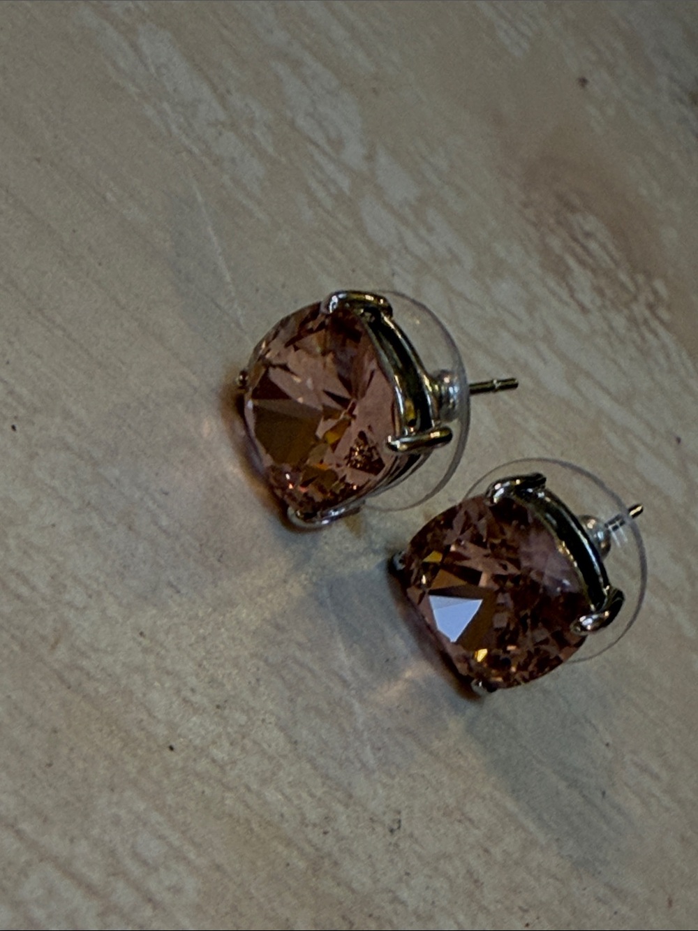 Blush Pink Crystal Stud Earrings - Unbranded